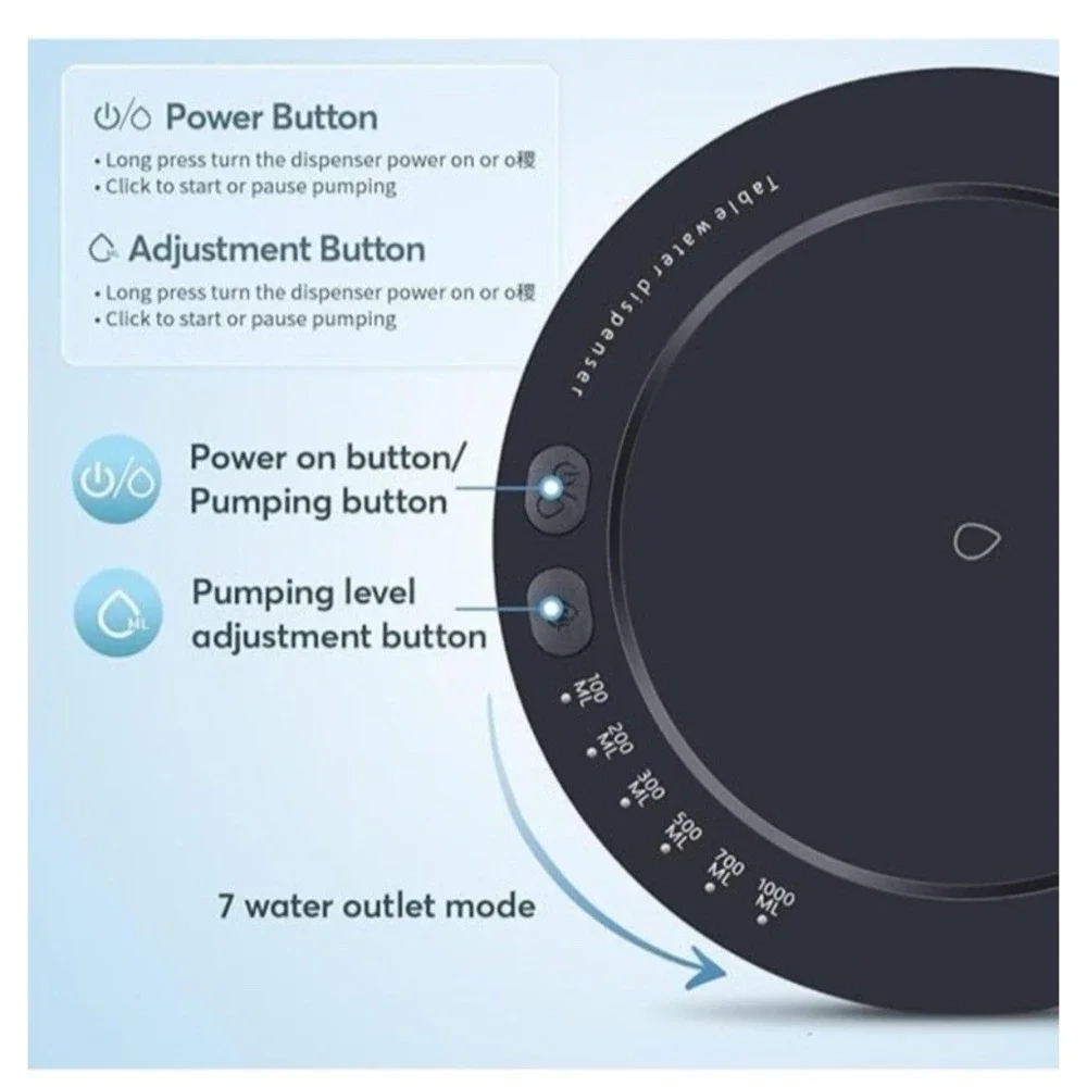 NEW‎ Smart Table Water Dispenser Automatic Electric Desktop Portable Pump White